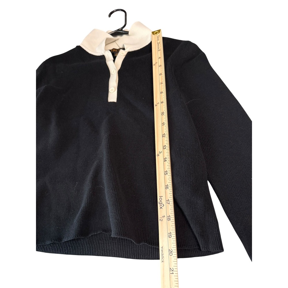 Truth by Republic Womens Knit Polo Sweater Black Cream Contrast Collar Large - Picture 2 of 5